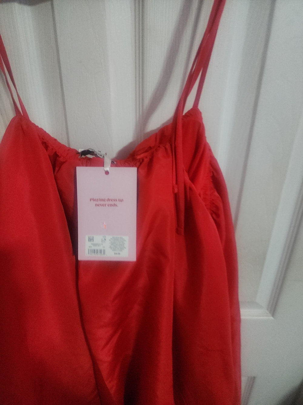 Bright Red Spaghetti Strap Bubble Dress - Picture 7 of 7